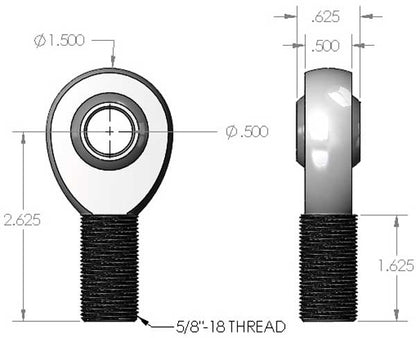 5/8" x 1/2" Hole Chromoly Heim Joint - 4 PACK